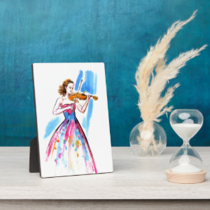 Plaque Photo Girl playing the violin