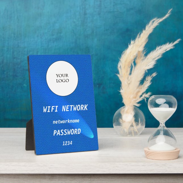 Plaque Photo Glowing Blue Leather Share Wifi Network (Côté)