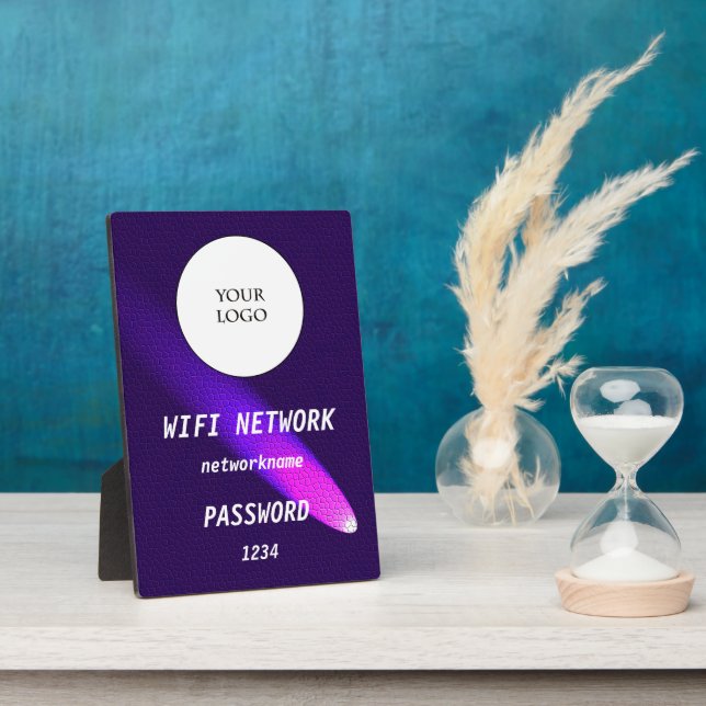 Plaque Photo Glowing Purple Leather Share Wifi Network (Côté)