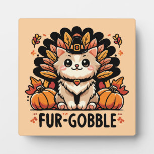 Plaque Photo Gobelet fourrure - Chat d'action de grâces mignonn