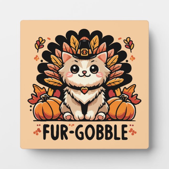 Plaque Photo Gobelet fourrure - Chat d'action de grâces mignonn (Devant)