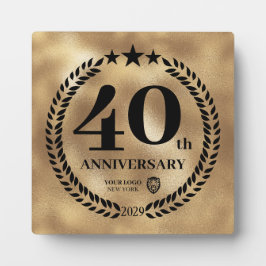 Plaque Photo Gold 40th Anniversary Logo d'entreprise Commémorat