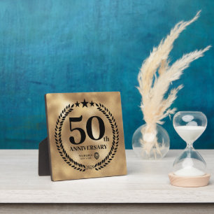Plaque Photo Gold 50th Anniversary Business Logo Commemorative