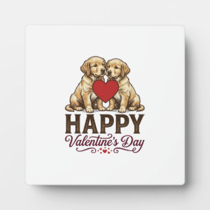 Plaque Photo Golden Retriever Joyeuse Saint-Valentin