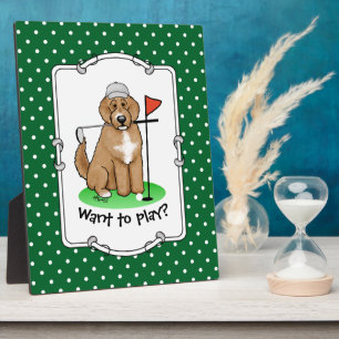 Plaque Photo Goldendoodle Chien Jouer Golf (rouge whmk2) Plaisi