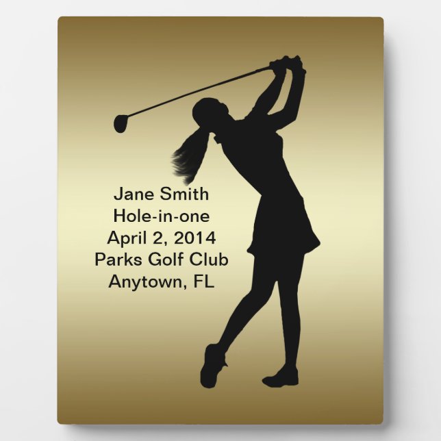 Plaque Photo Golf Trou en un Commémoration personnalisable (Devant)
