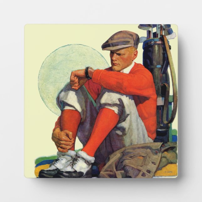 Plaque Photo Golfer a continué à attendre (Devant)