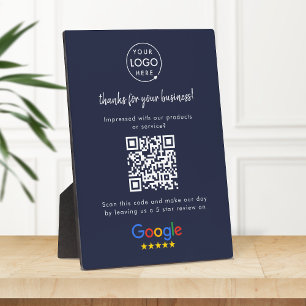 Plaque Photo Google Avis Business Review Link QR Code Marine