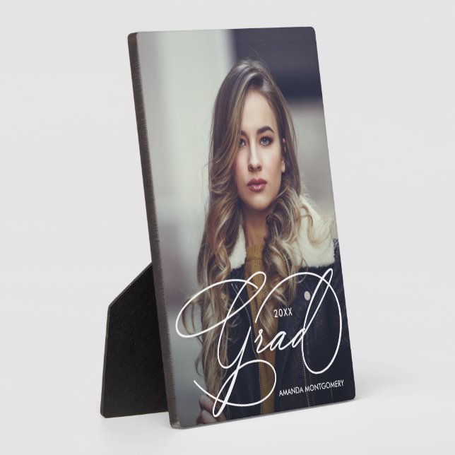 Plaque Photo Grad Script moderne - Diplôme photo (Côté)