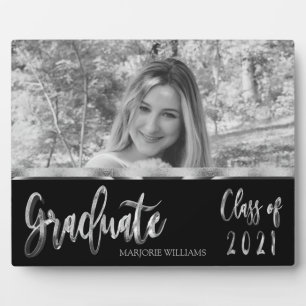 Plaque Photo Graduate Class of 2021 Black and Silver Script