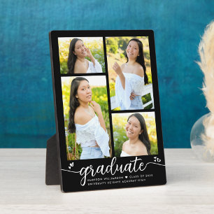 Plaque Photo Graduation 4 Photo Calligraphy Hearts Black