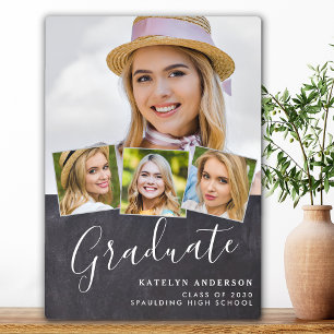 Plaque Photo Graduation Rustique 4 Photo Stylish Slate Graduate