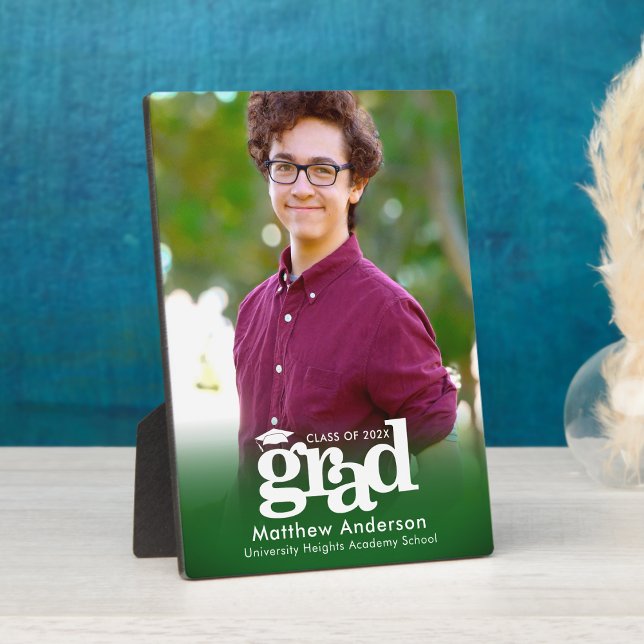 Plaque Photo Graduation verte Photo Audacieuse Typographie Mini (Créateur téléchargé)