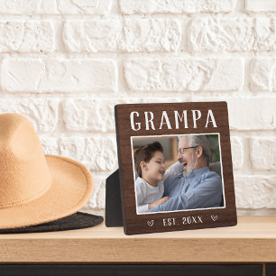 Plaque Photo Grampa personnalisé rustique Grandpa Photo
