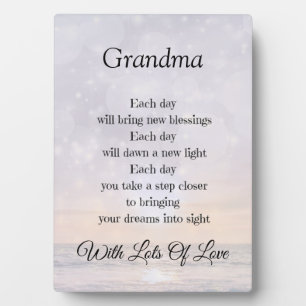 Plaque Photo Grand-mère Amour et encouragement Poème design cad