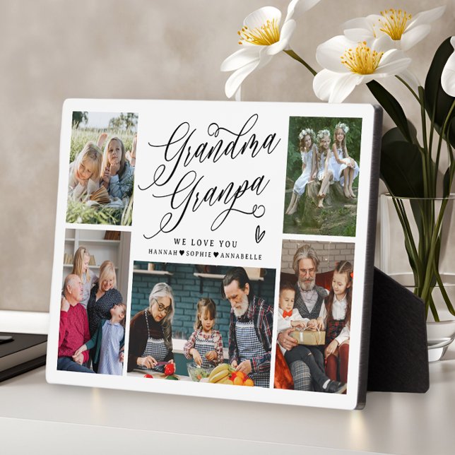 Plaque Photo Grand-mère et grand-père We Love You Photo Collage (Créateur téléchargé)