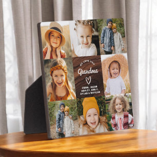 Plaque Photo Grand-mère We Love You Heart Wood Photo Collage