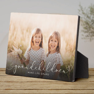 Plaque Photo Grandchildren Modern Heart Script Photo Love