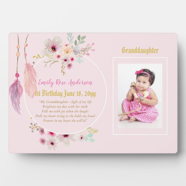Plaque Photo Grandma Grandgirl PHOTO Poem Keepsaké Cadeau (Devant)