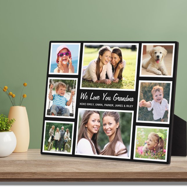 Plaque Photo Grandma Love You Photo Collage Noir (Créateur téléchargé)