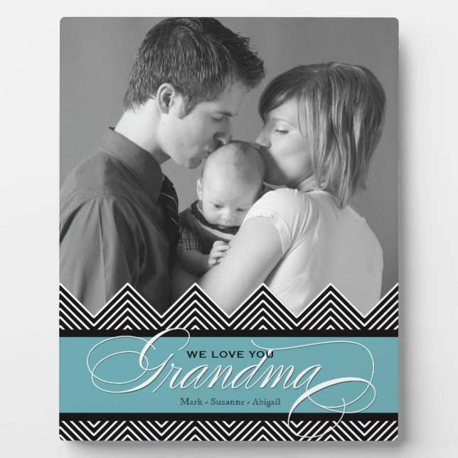 Plaque Photo Grandma Zig Zag Chevron Photo personnalisée modern (Devant)