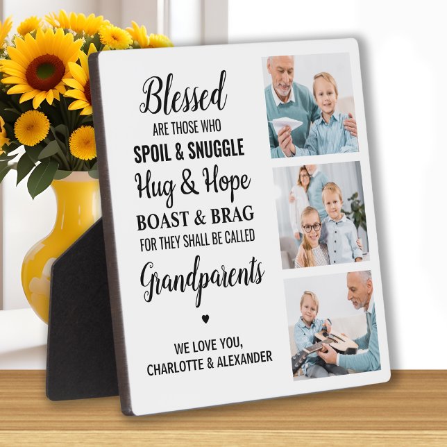 Plaque Photo Grandparents bénis Personnalisé 3 Photo Collage (Créateur téléchargé)