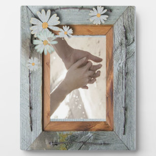 Plaque Photo grange bleu rustique mariage campagnard marguerite