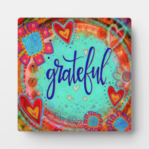 Plaque Photo Grateful Pretty Inspirationnel Easel