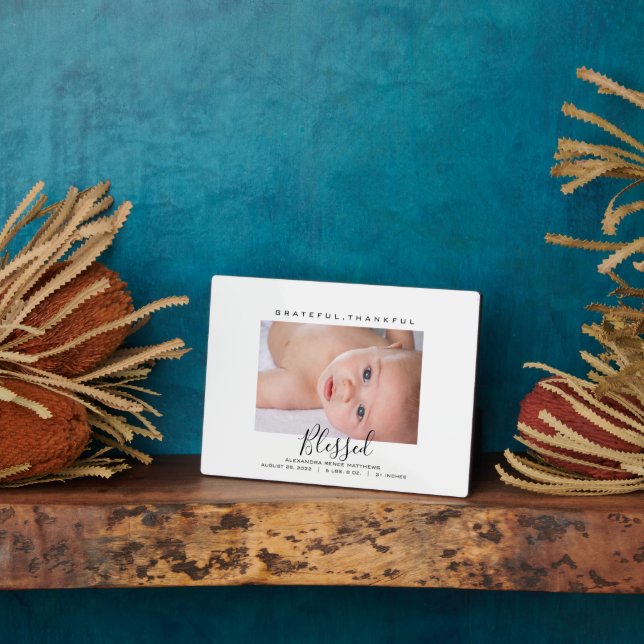 Plaque Photo Grateful, Thankful, Blessed Baby Photo (Côté)
