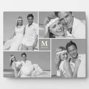 Plaque Photo Gray Box Timeless Monogram Wedding Photo Easel