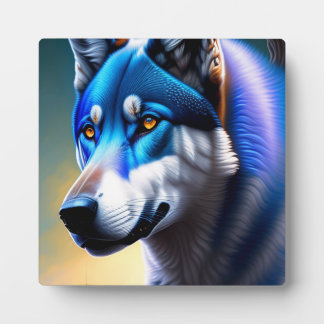 Plaque Photo Gray Wolf Visage Portrait Art