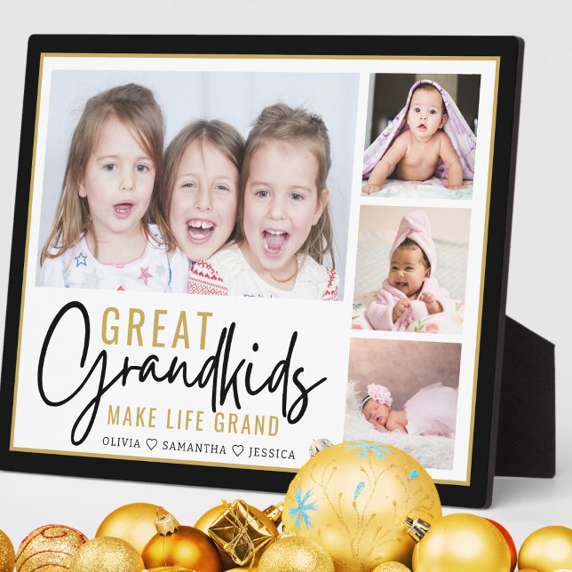 Plaque Photo Great Grandkids Make Life Grand 4 Photo Collage (Créateur téléchargé)