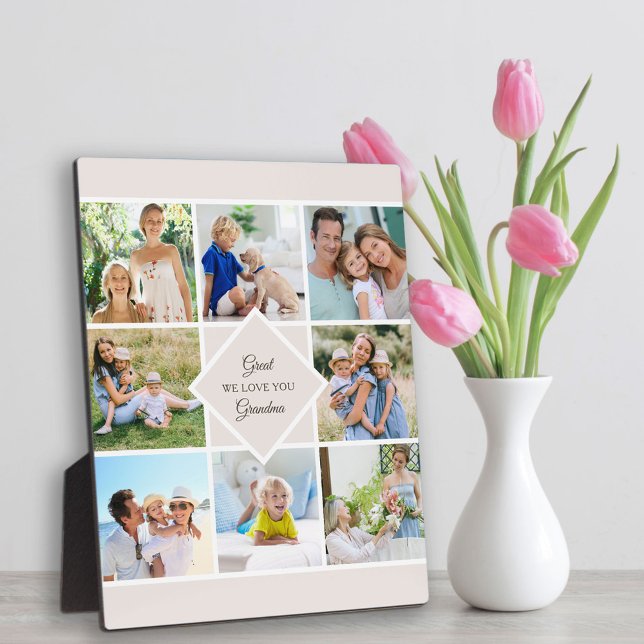 Plaque Photo Great Grandma We Love You 8 Photo Collage Cream (Créateur téléchargé)