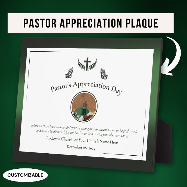 Plaque Photo Green Pastor Appréciation Célébration Cadeau de l' (Créateur téléchargé)