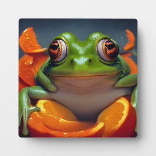 Plaque Photo Grenouille et oranges