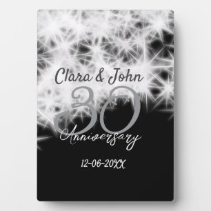 Plaque Photo gris argent noir 30e anniversaire de mariage paill