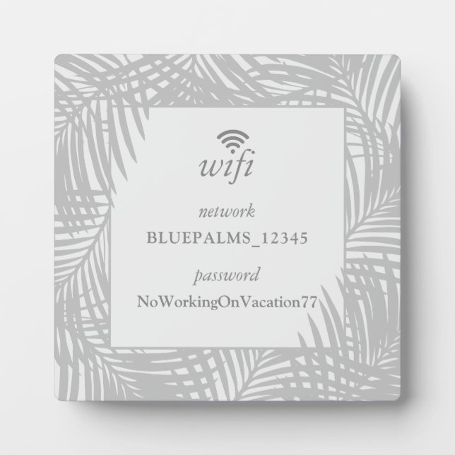 Plaque Photo Guest Room Wifi Mot de passe Connexion pour Beach  (Devant)
