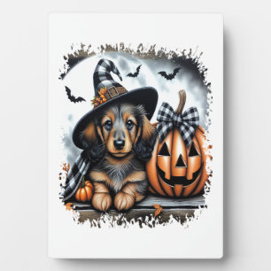 Plaque Photo Halloween Dachshund Chien
