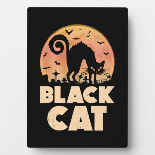 Plaque Photo Halloween de chat noir
