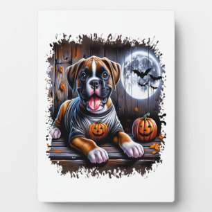 Plaque Photo Halloween de chien de boxe