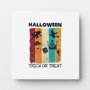 Plaque Photo Halloween Trick Or Treat Loup-Garou Sorcière Squel