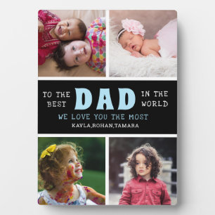 Plaque Photo Happy Fête des pères Best Dad 4 Photo Collage