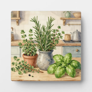 Plaque Photo Herbes fraîches de cuisine aquarelle