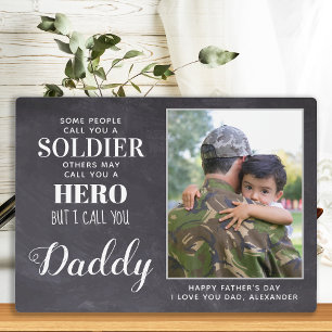 Plaque Photo Hero Daddy Militaire Soldat Armée Fête des pères P