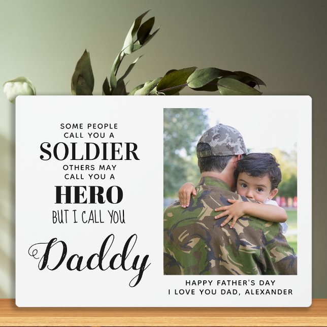 Plaque Photo Héros du soldat militaire papa Fête des pères de l (Créateur téléchargé)
