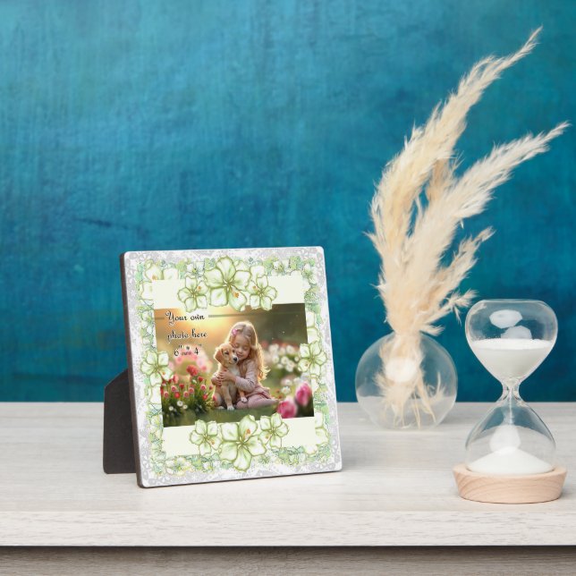 Plaque Photo Hibiscus & dentelle BLANC (Insitu)