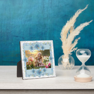 Plaque Photo Hibiscus & dentelle TURQUOISE