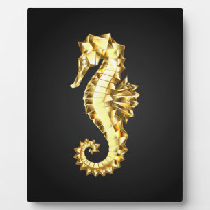 Plaque Photo Hippocampe Polygonal Or