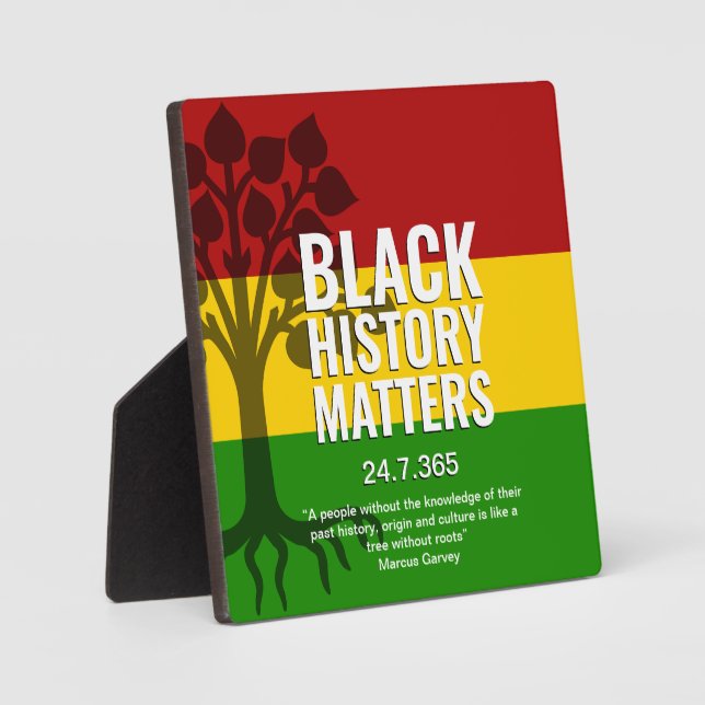 Plaque Photo Histoire noire Marcus Garvey Citation BHM (Recto)