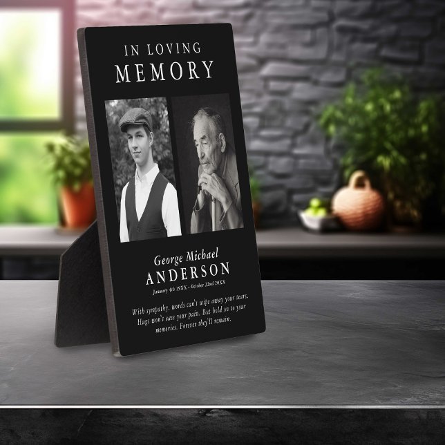 Plaque Photo Hommage élégant 'En souvenir affectueux' à 2 photo (Créateur téléchargé)